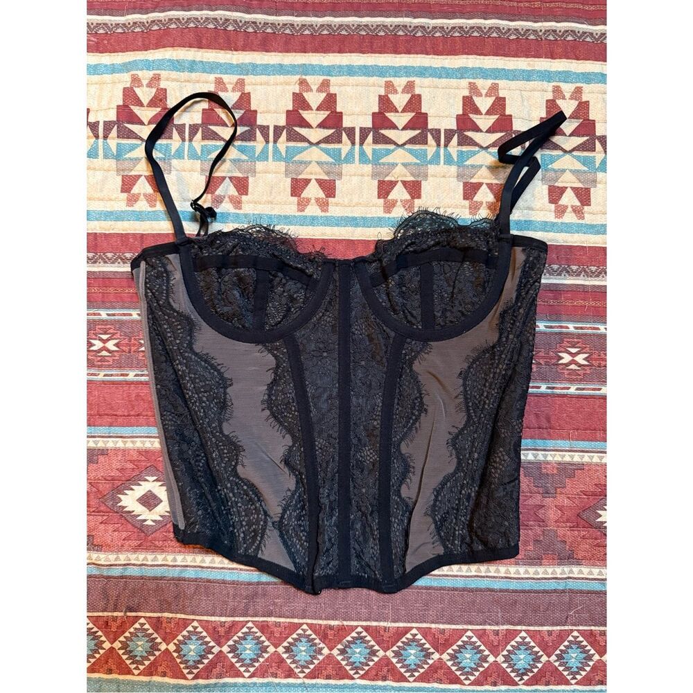Urban outfitters Black Lace Bustier Corset Top small - Picture 2 of 4
